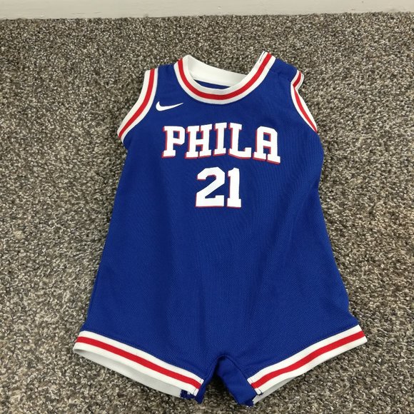 Joel Embiid Jersey Romper Onesie Philadelphia 76ers Sixers Nike Baby Infant 12M - Picture 1 of 12